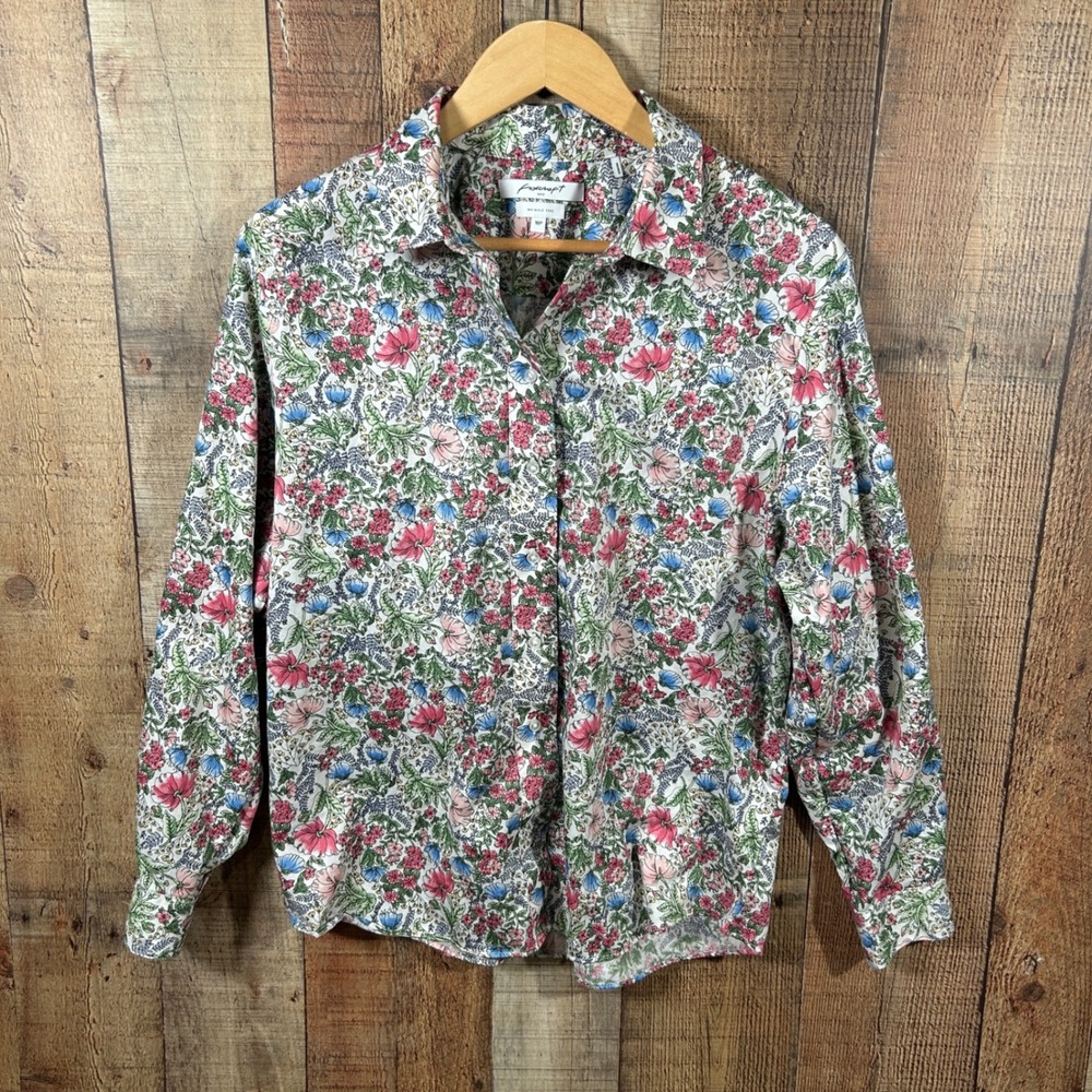 Foxcroft NYC Wrinkle Free Floral Button Up Top 18P Cottagecore 18 Petitie